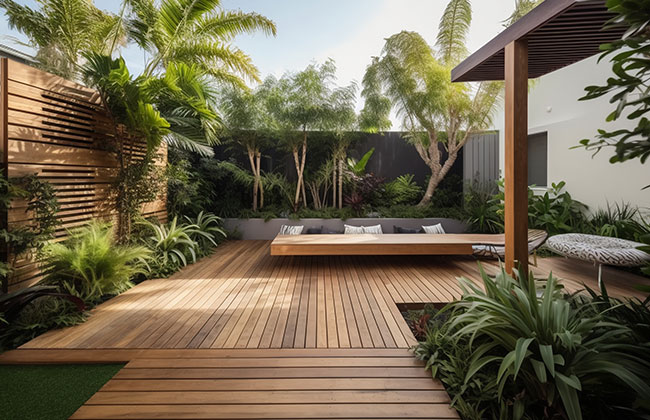 Is it appropriate to use wood plastic railings in landscape architecture